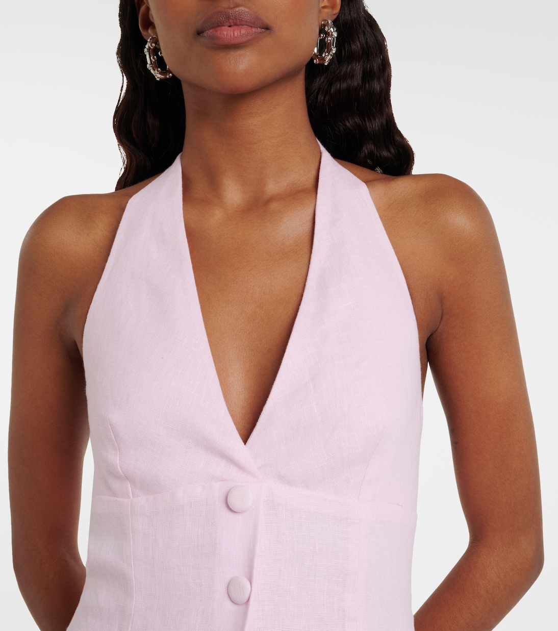 Vestido corto Murano de lino con cuello halter | Faithfull