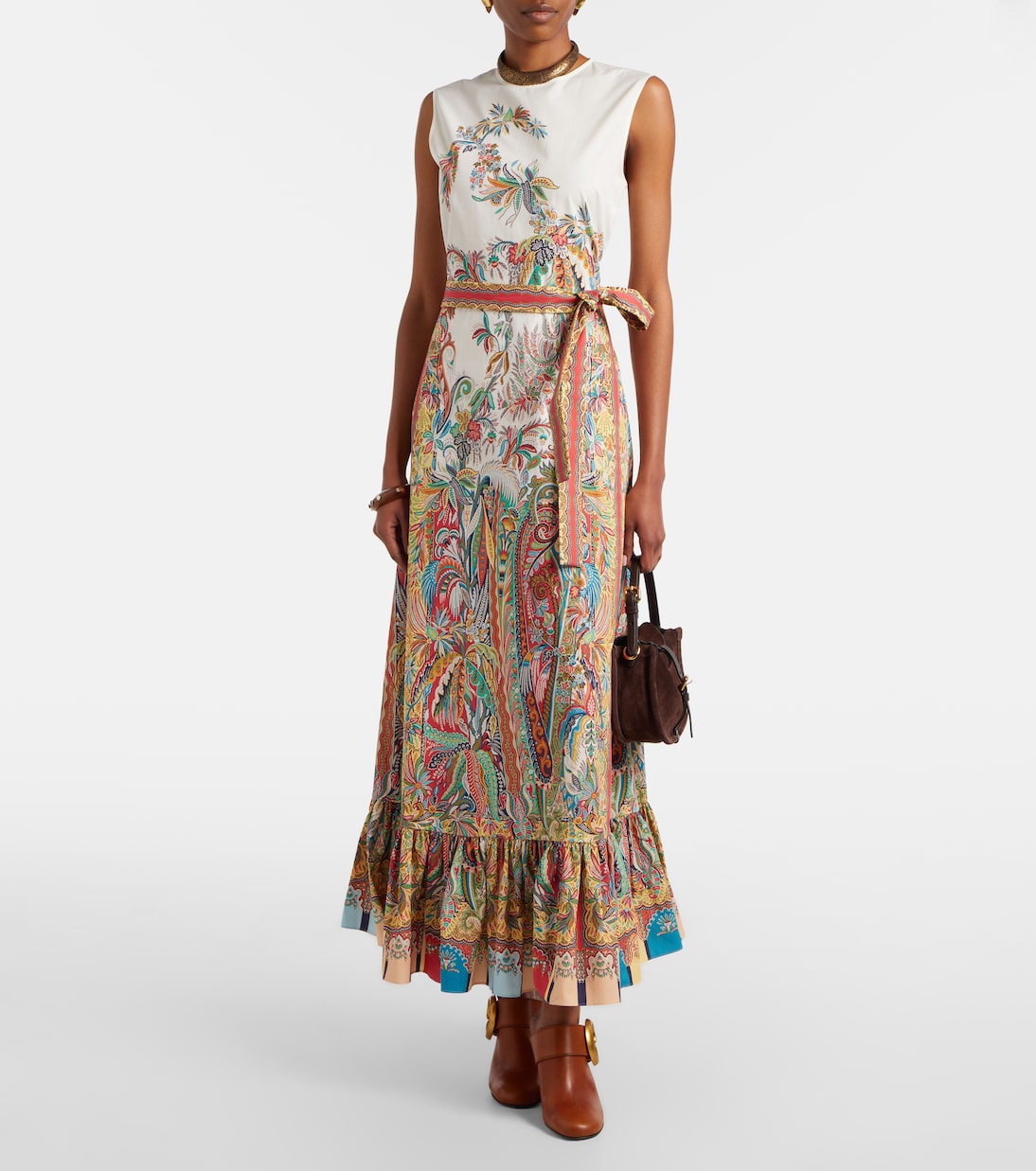 Belted printed cotton maxi dress | Etro