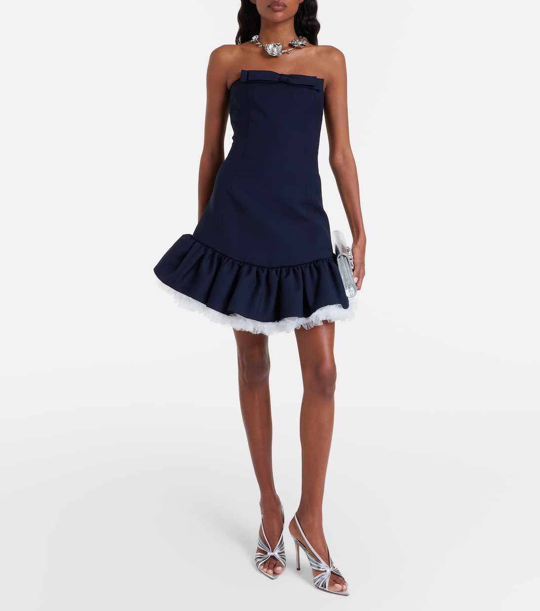 Bow-detail ruffled wool minidress | Shushu/Tong