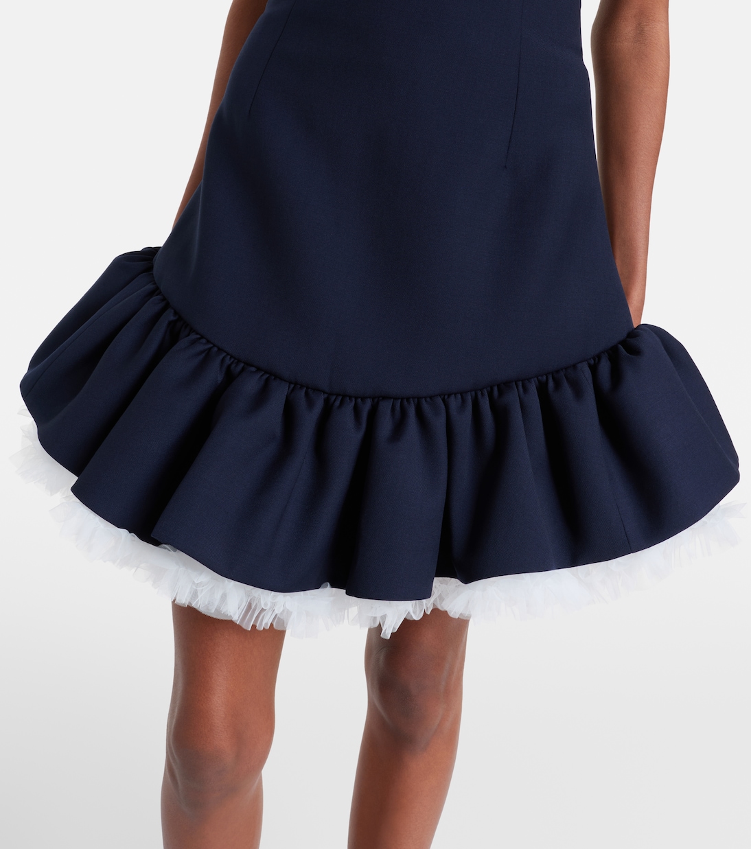 Bow-detail ruffled wool minidress | Shushu/Tong