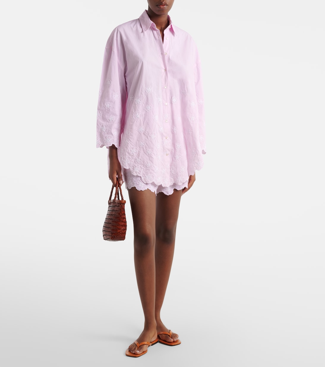 Embroidered cotton poplin shorts | Juliet Dunn
