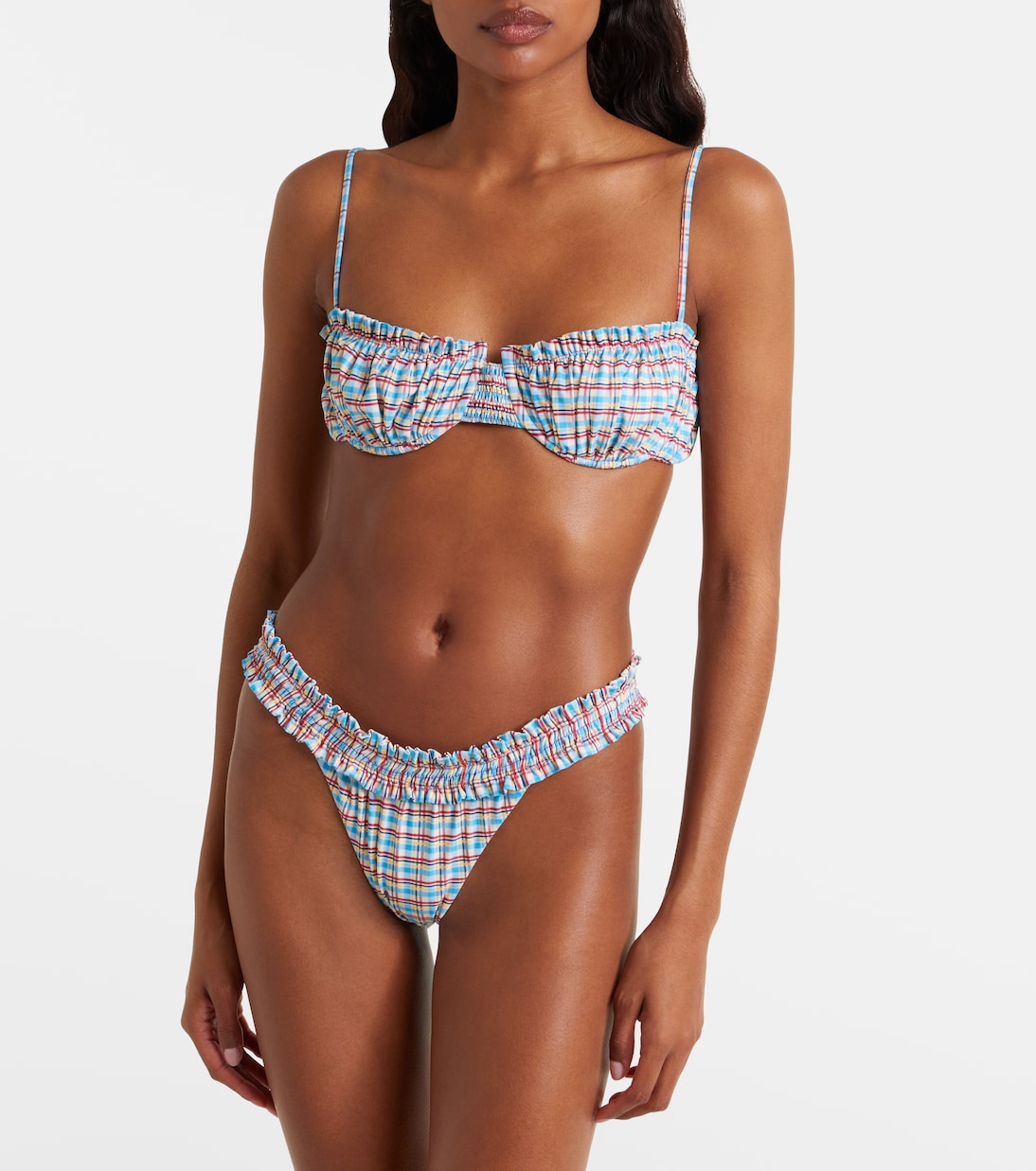 Esterel checked ruffled bikini bottoms | Faithfull