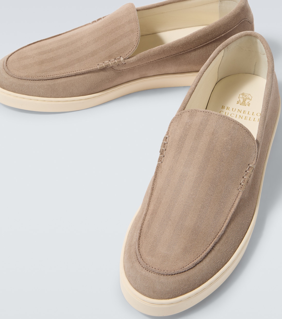 Chevron suede slip-on shoes | Brunello Cucinelli