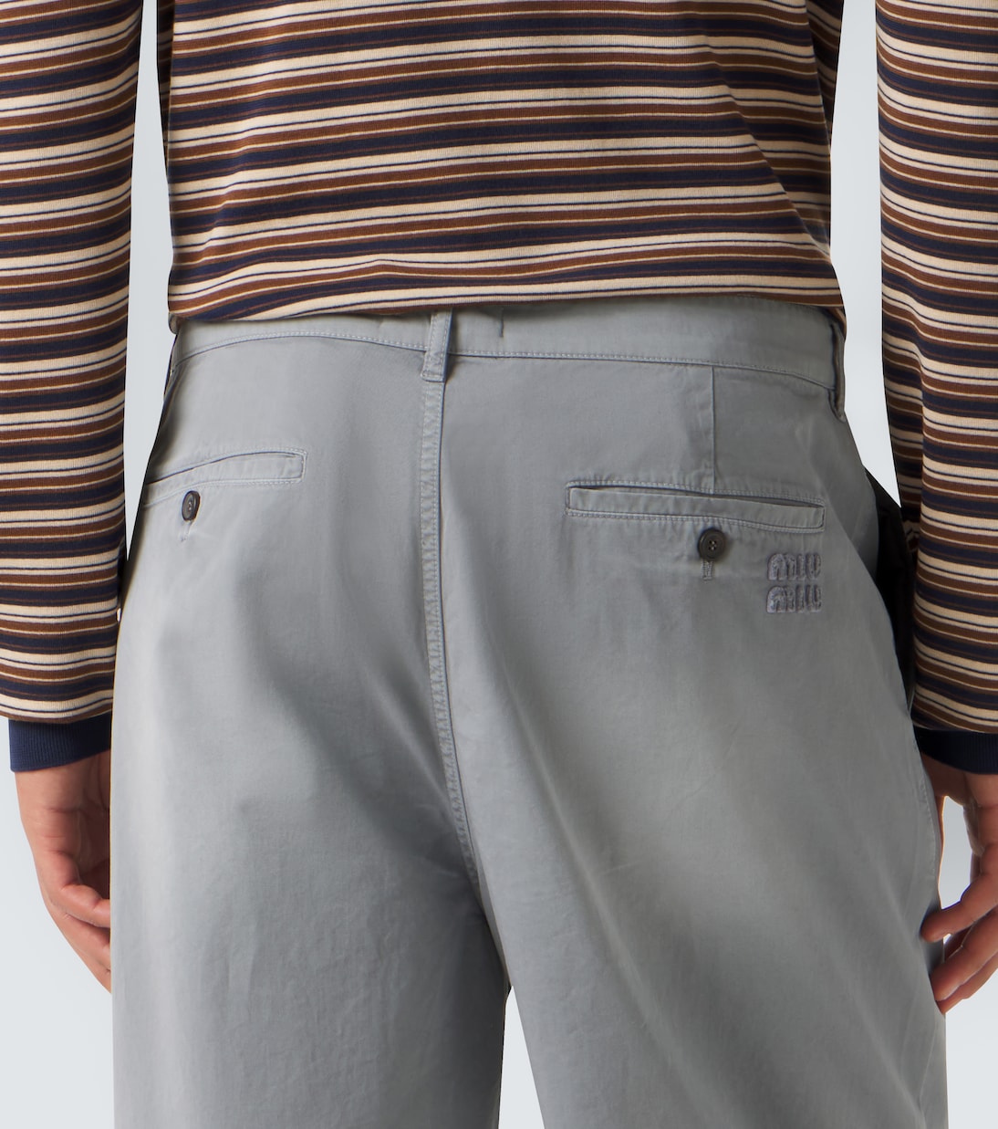 Pantaloni a gamba larga in twill di cotone | Miu Miu