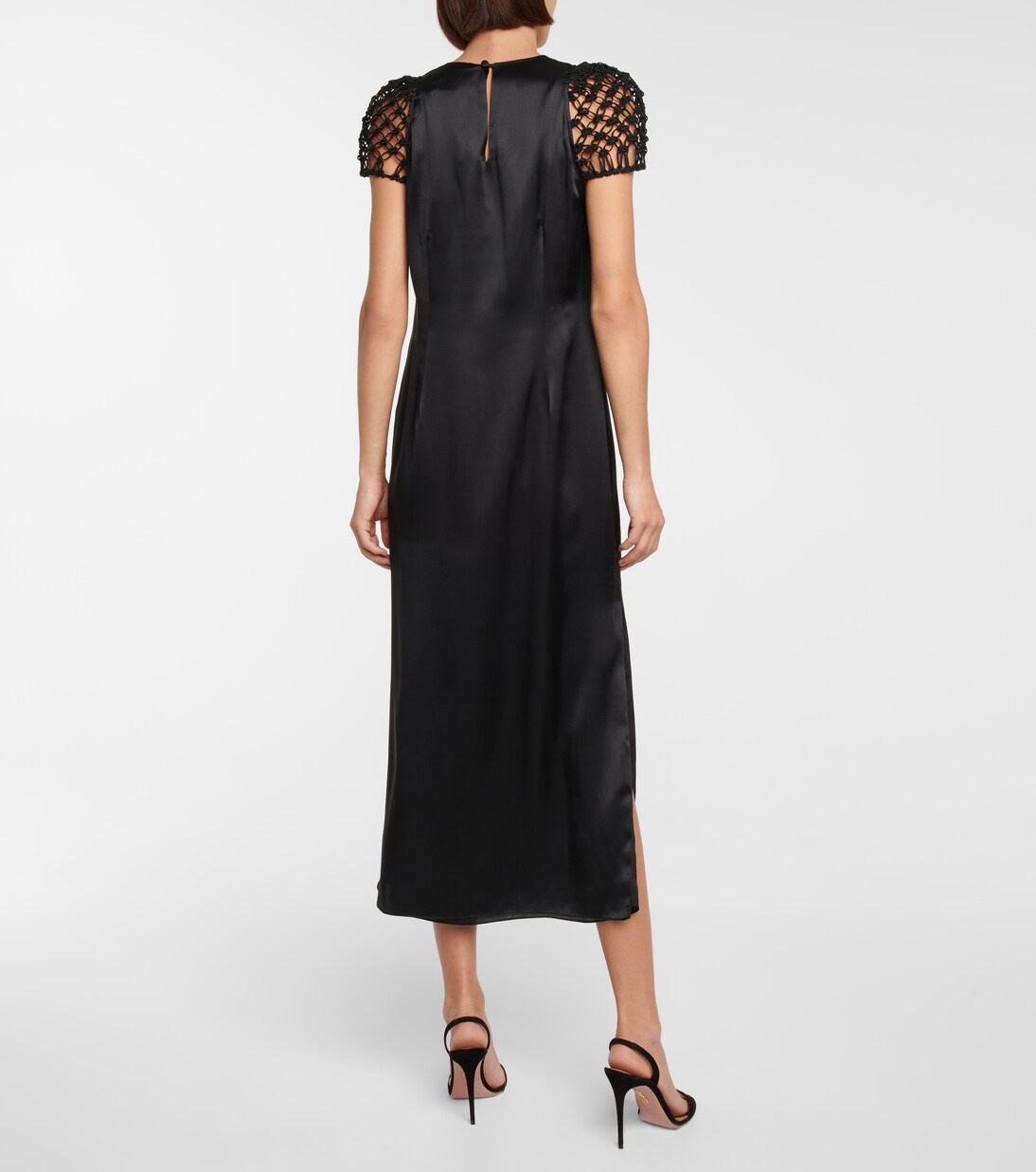 Robe midi Audun en satin de soie | Safiyaa