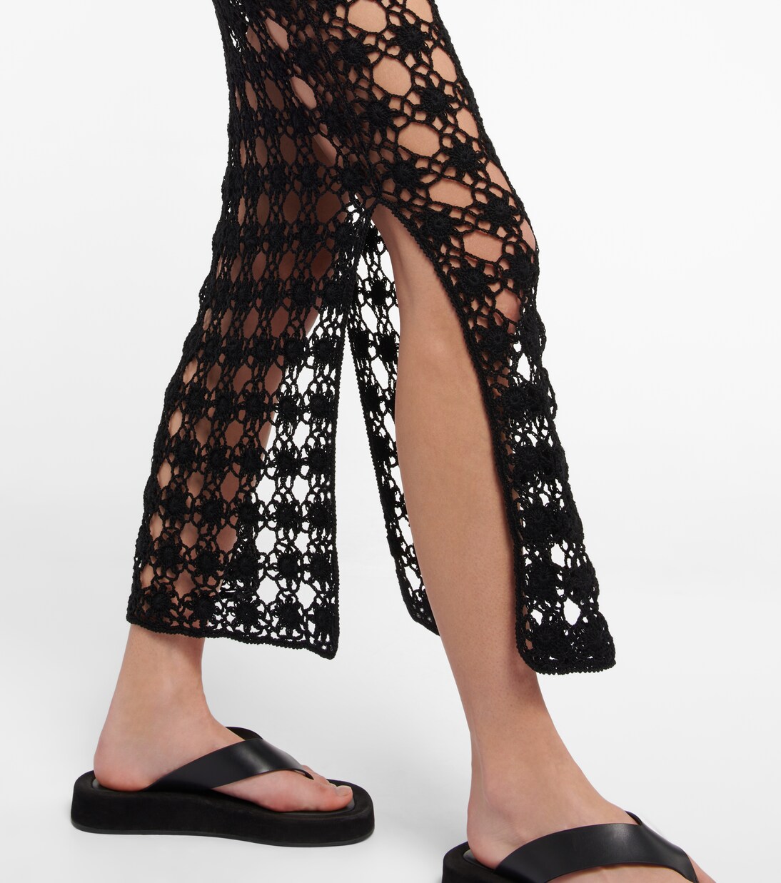 Jupe midi en maille ajourée de coton | Anna Kosturova