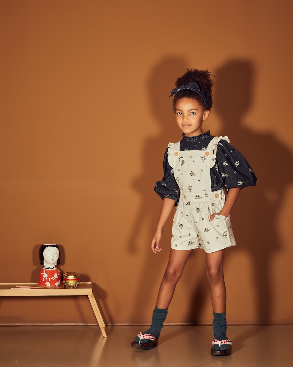 Hana floral ruffled cotton playsuit | C'era Una Volta