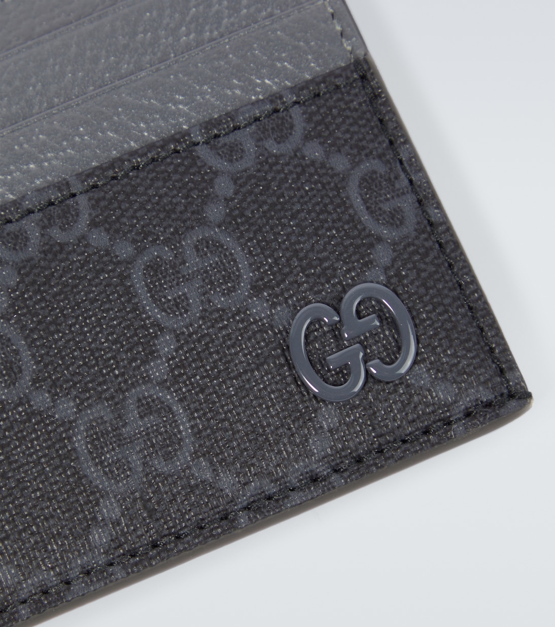 Leather-trimmed GG canvas card holder | Gucci