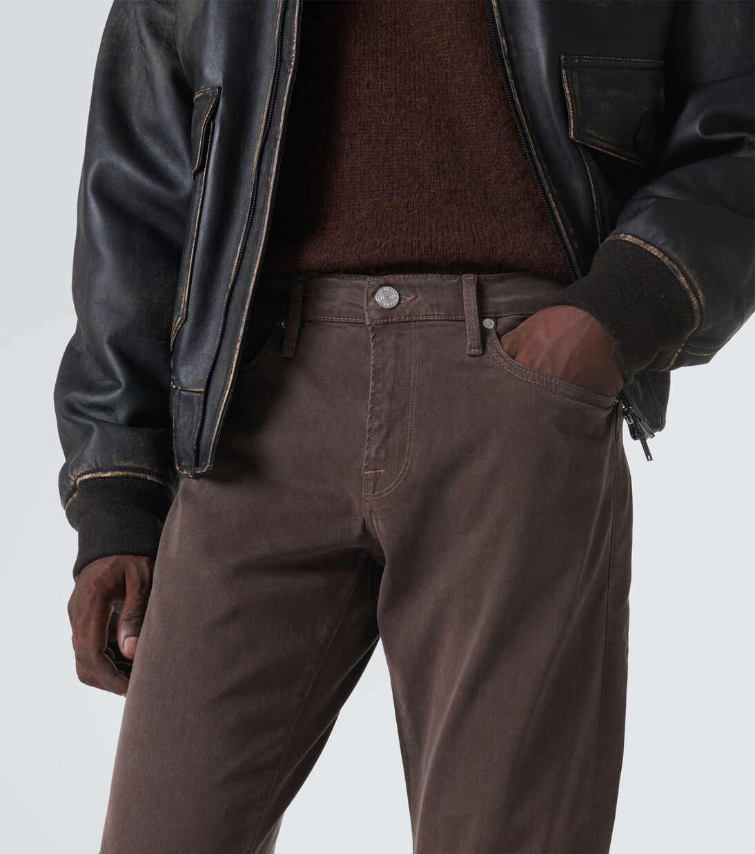 Mid-rise twill slim pants | Frame