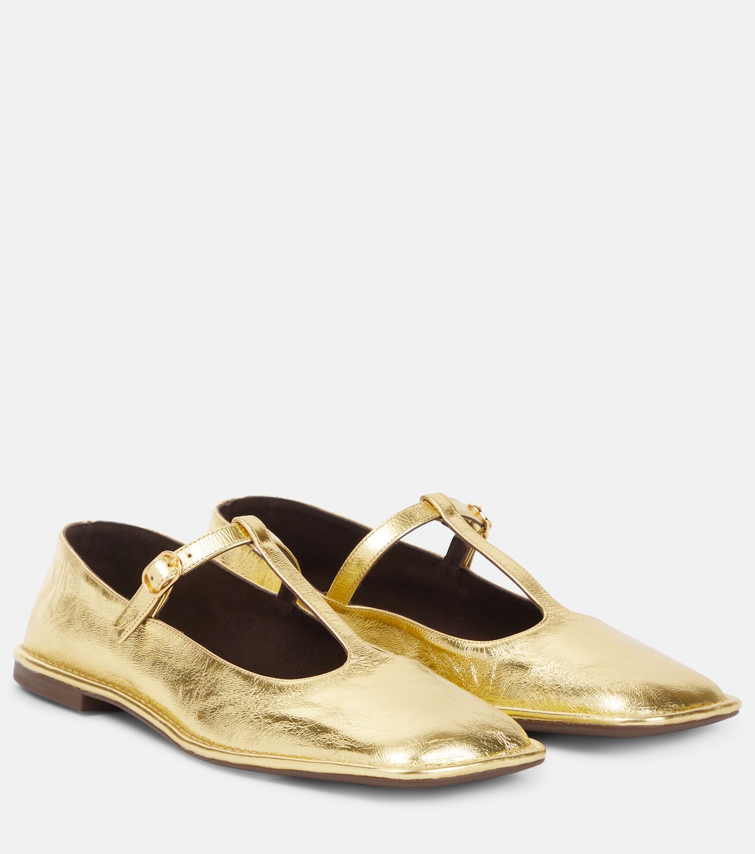 Square T-Strap leather Mary Jane flats | The Row