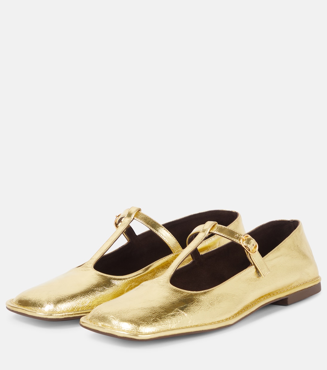 Square T-Strap leather Mary Jane flats | The Row