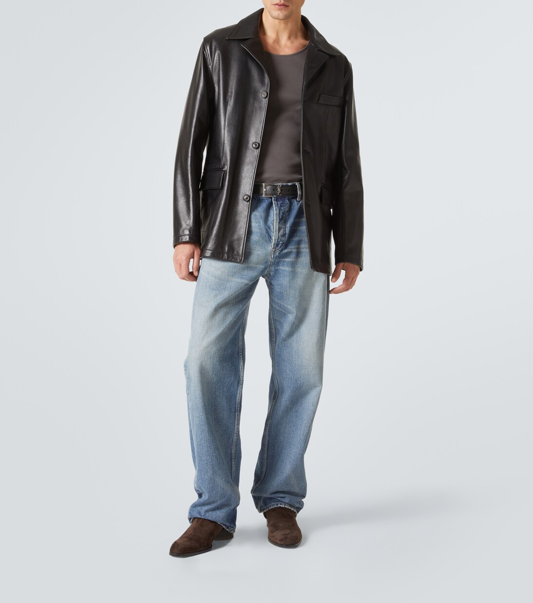 Wyatt Harness 40 suede biker boots | Saint Laurent