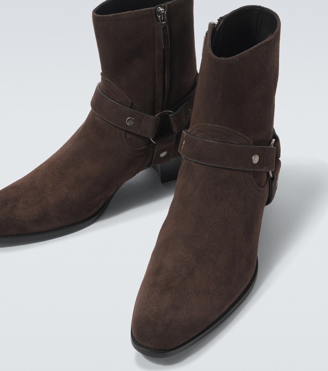 Wyatt Harness 40 suede biker boots | Saint Laurent