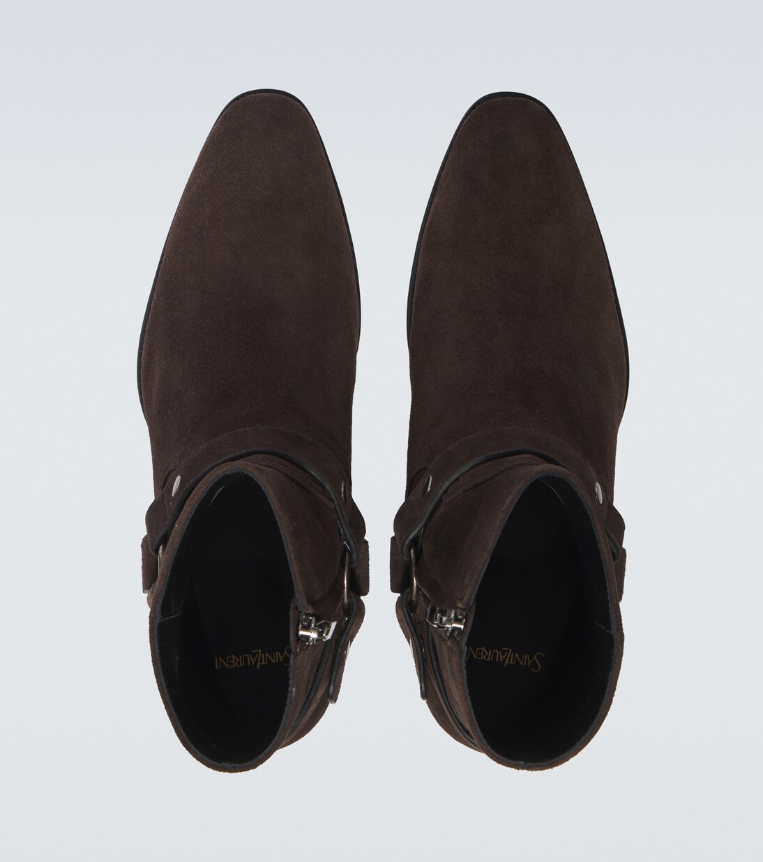 Wyatt Harness 40 suede biker boots | Saint Laurent