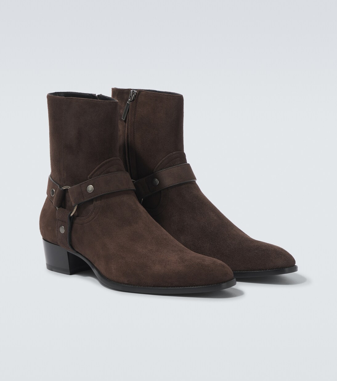 Wyatt Harness 40 suede biker boots | Saint Laurent