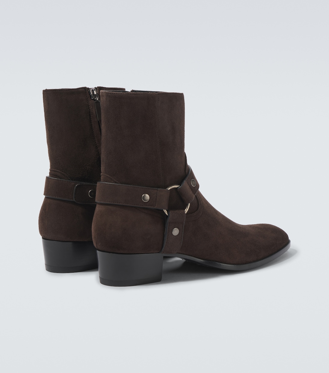 Wyatt Harness 40 suede biker boots | Saint Laurent