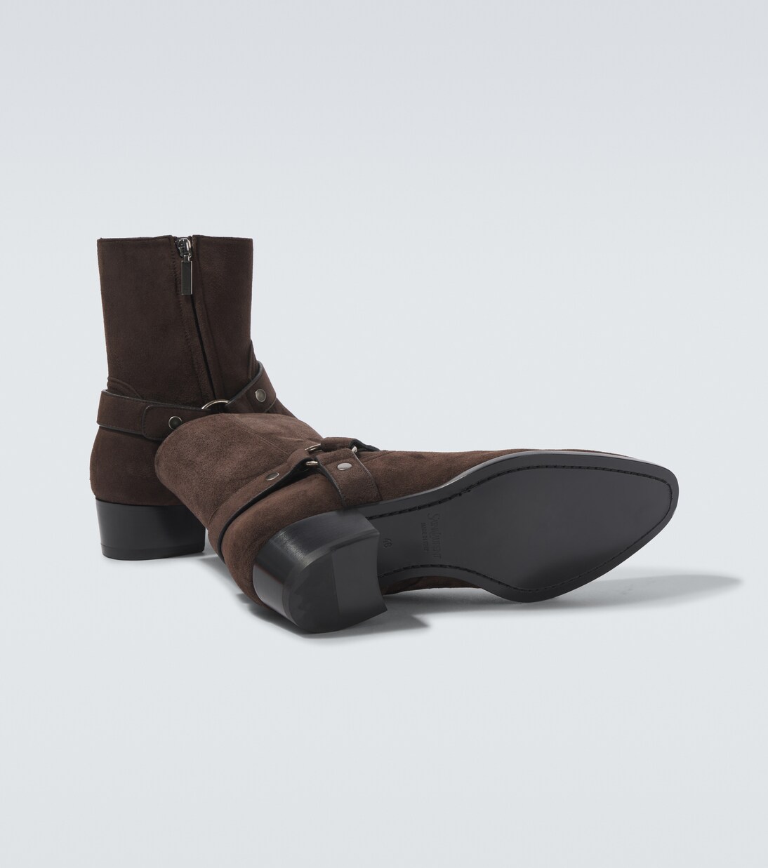 Wyatt Harness 40 suede biker boots | Saint Laurent