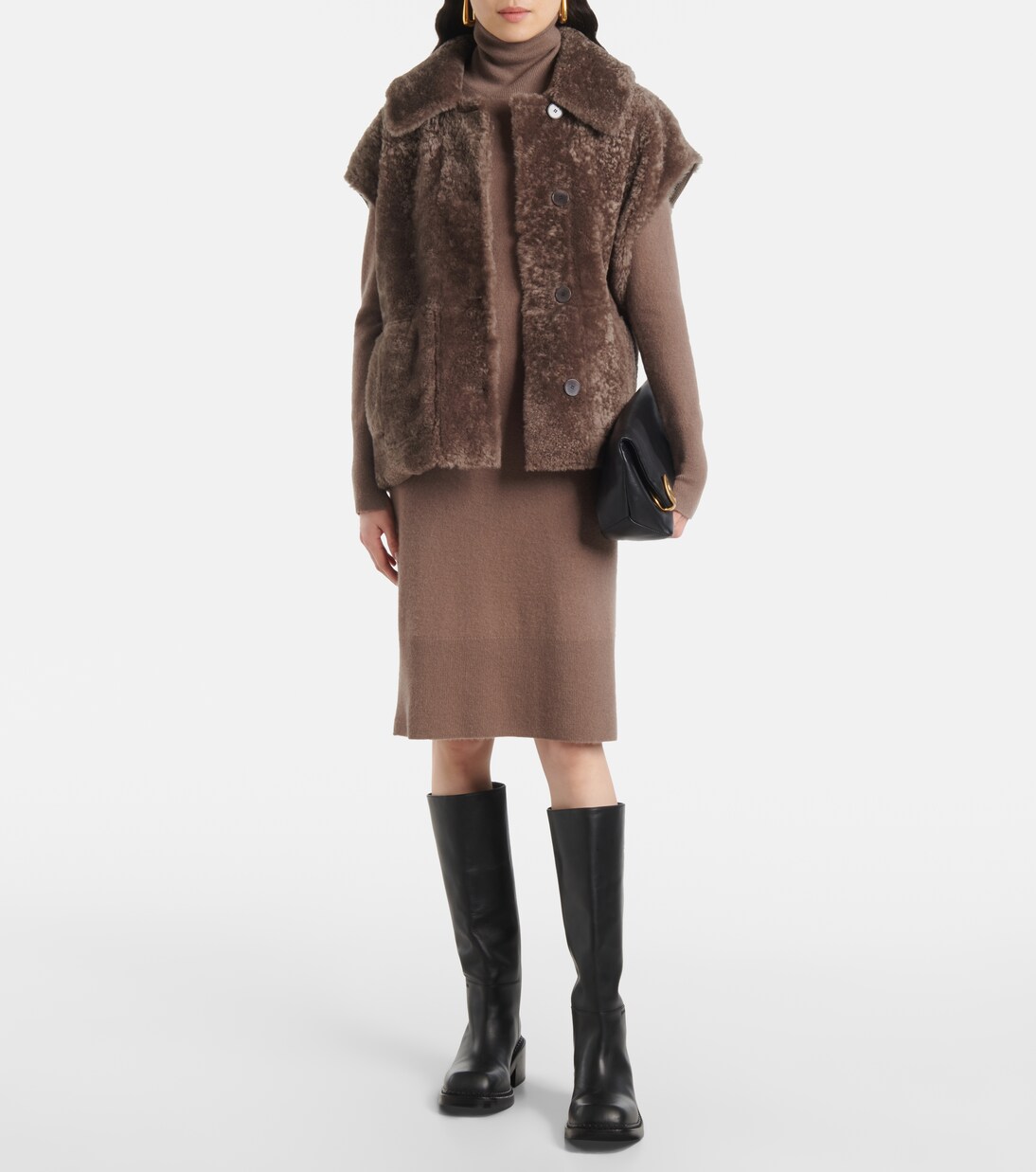 Vestido de cuello alto midi de cachemir | Joseph