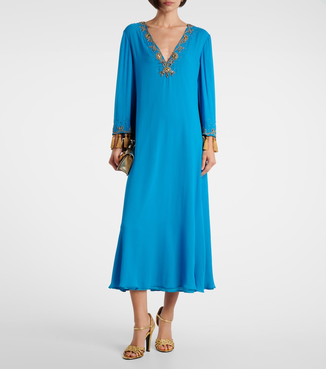 Embellished silk georgette midi dress | Valentino