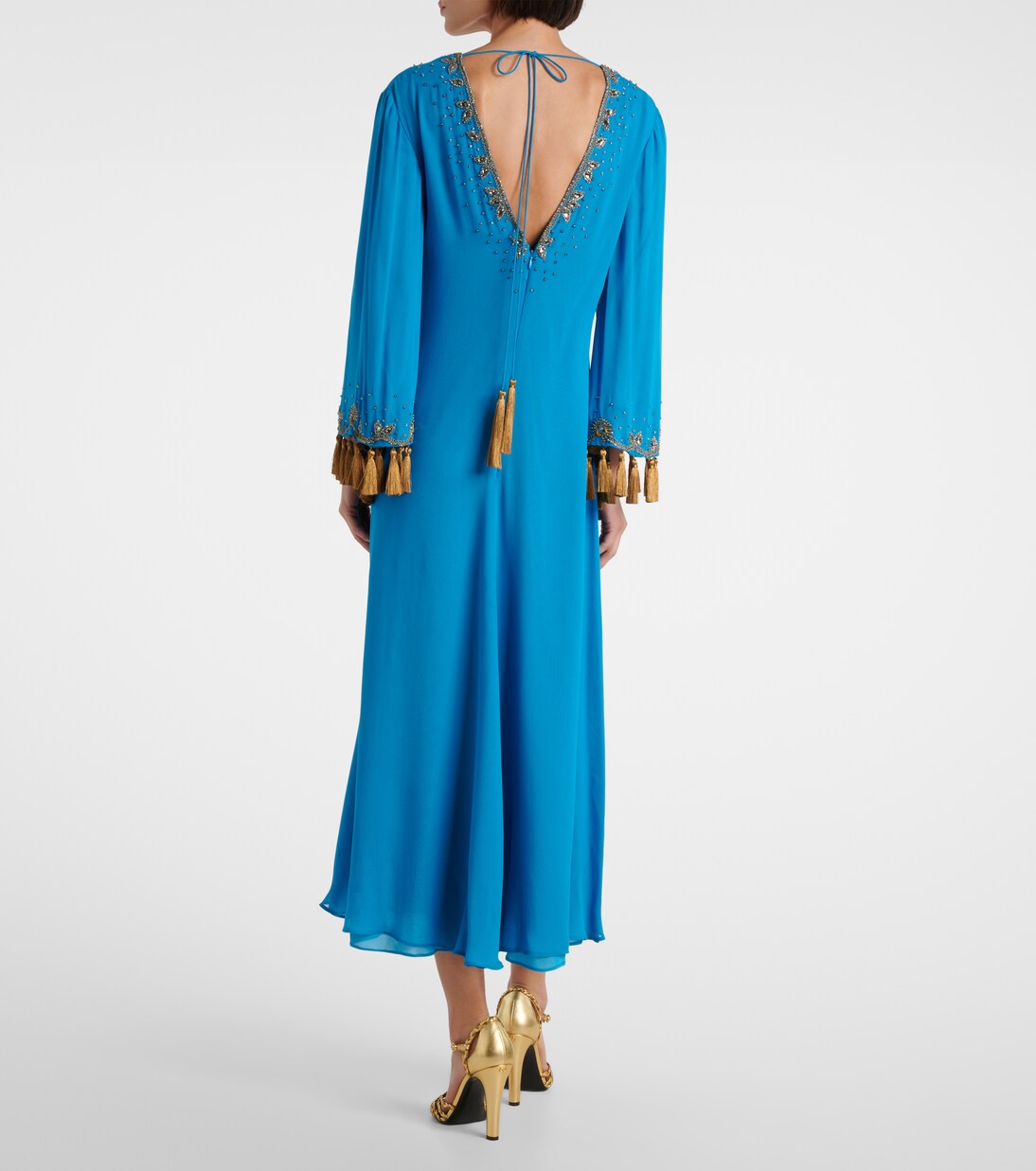 Embellished silk georgette midi dress | Valentino