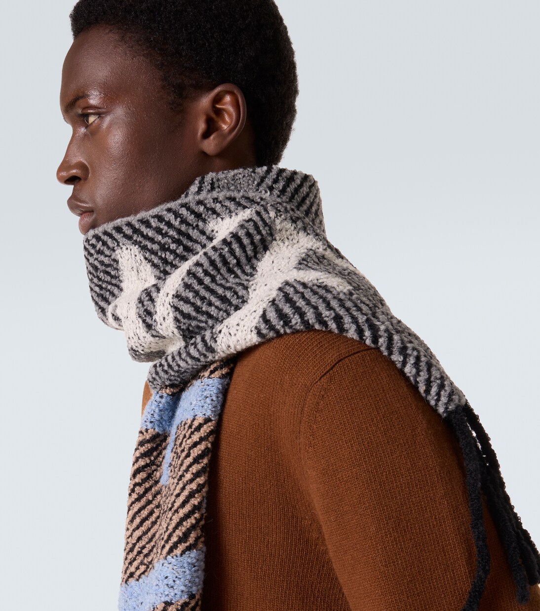 Fringed logo alpaca and wool-blend scarf | Loewe