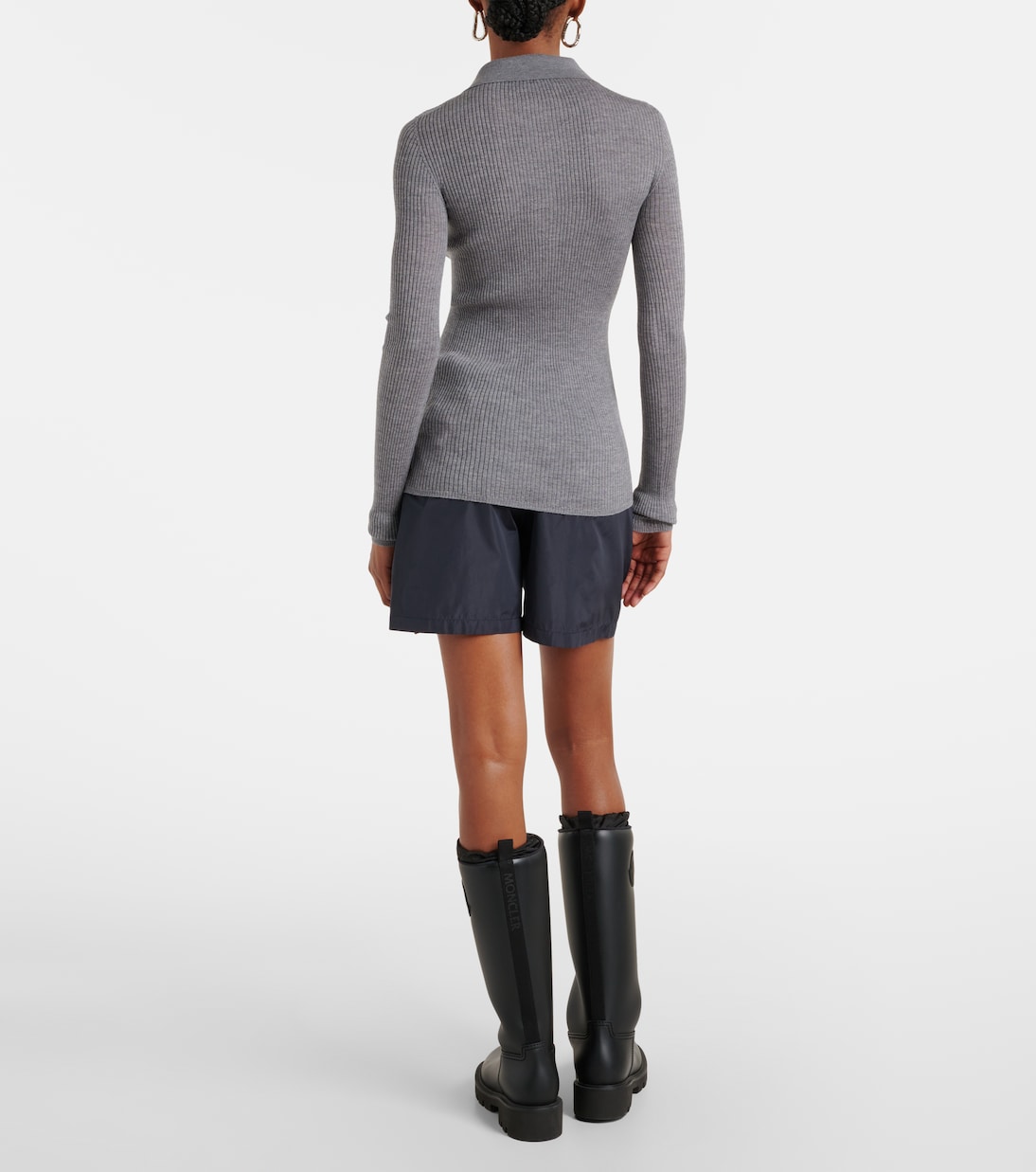 Ribbed-knit wool polo shirt | Moncler