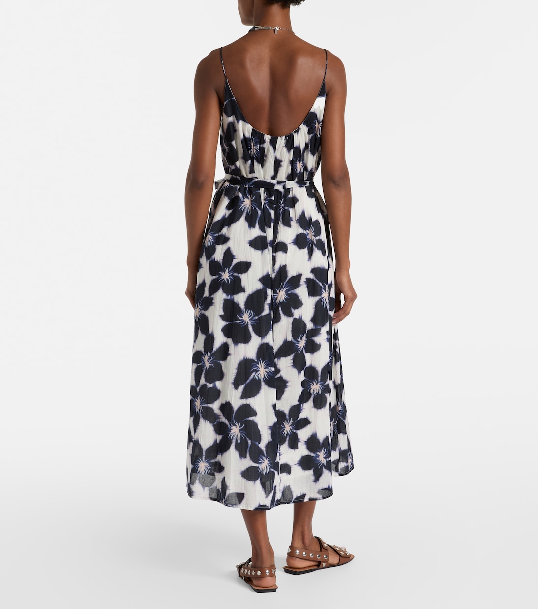 Robe midi en voile de coton à fleurs | Velvet