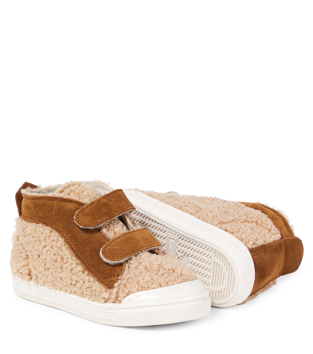 Suede-trimmed teddy sneakers | Il Gufo