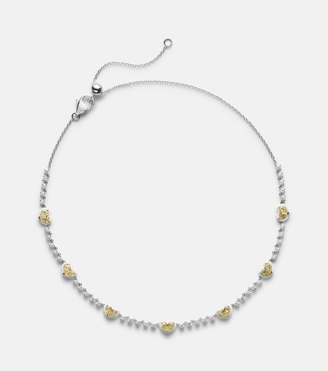 Choker Twin Heart en or blanc 18 ct, émail et diamants | Kamyen