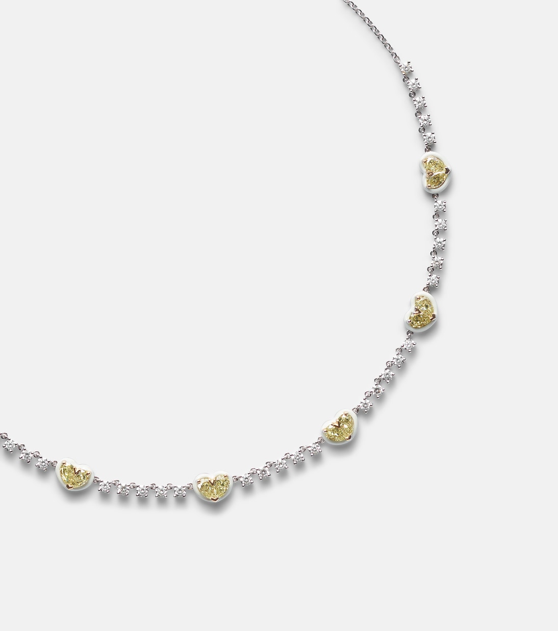Choker Twin Heart en or blanc 18 ct, émail et diamants | Kamyen