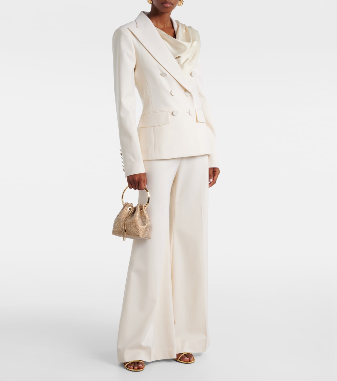 Bon Bon Small embellished satin bucket bag | Jimmy Choo