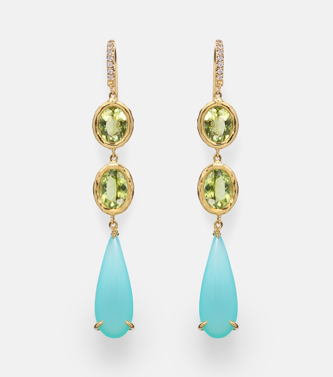 Santorini 18kt gold drop earrings with gemstones | Octavia Elizabeth