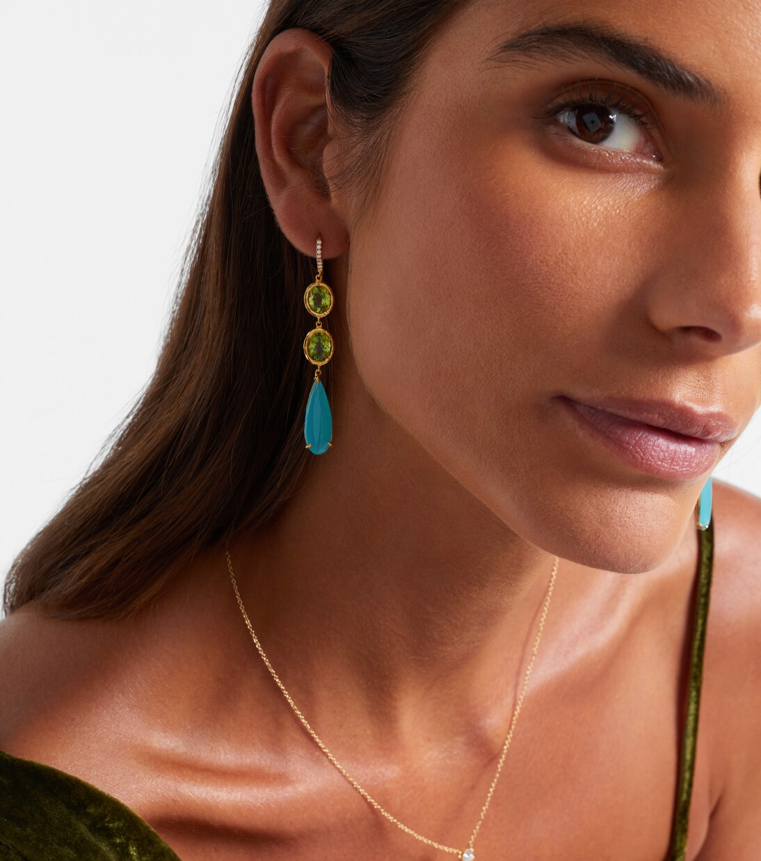 Santorini 18kt gold drop earrings with gemstones | Octavia Elizabeth
