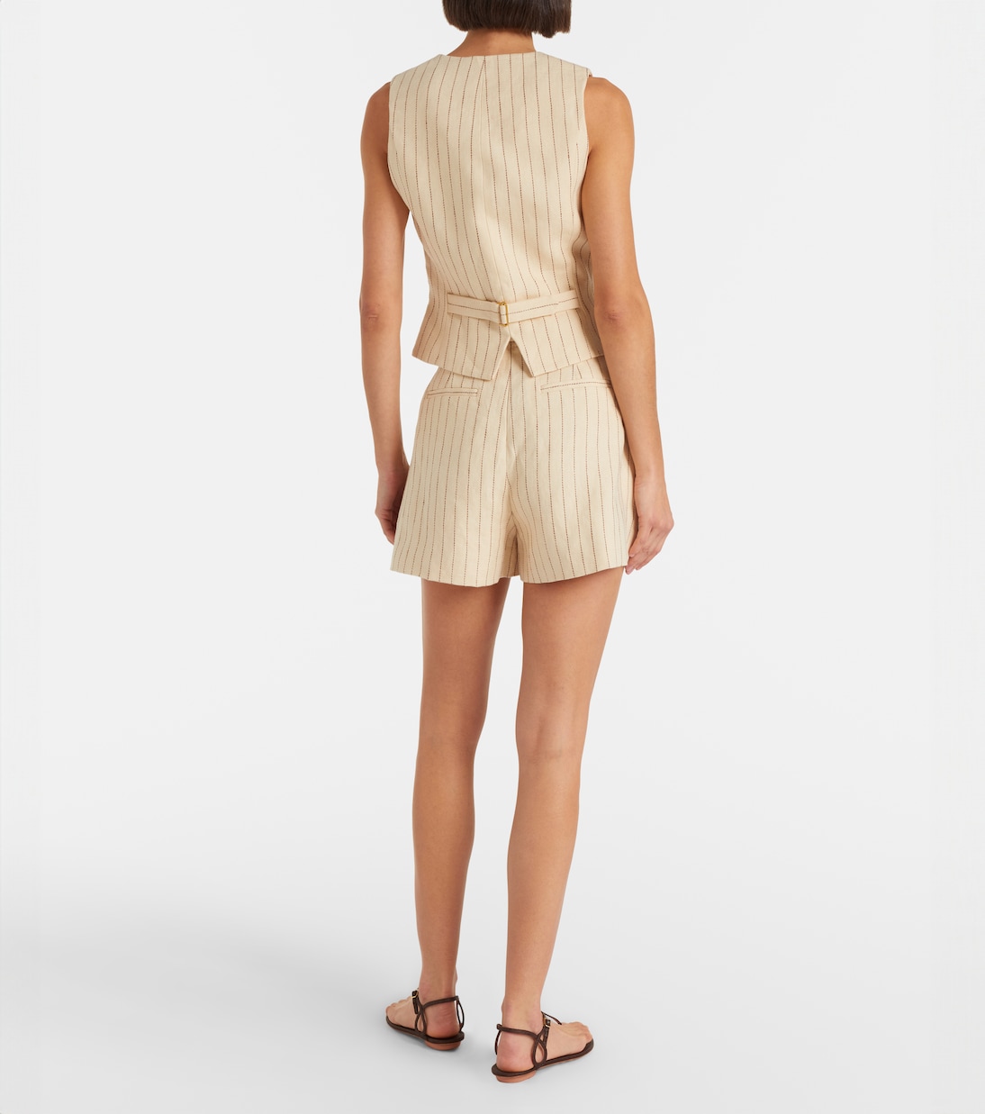 Striped belted linen shorts | Zimmermann