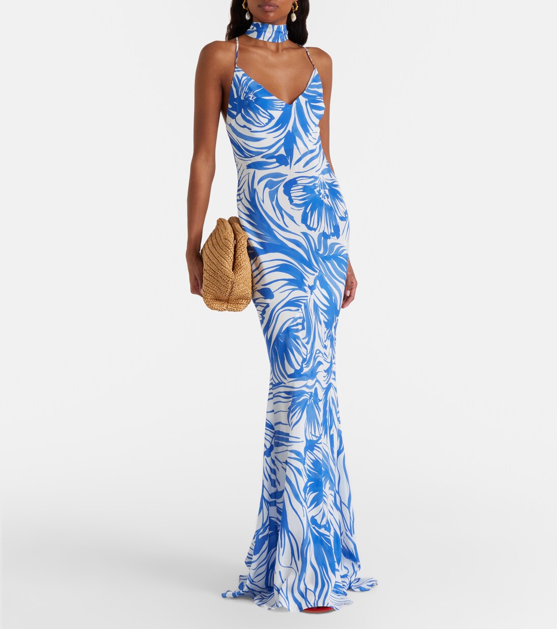 Isla scarf-detail printed gown | Alexandra Miro