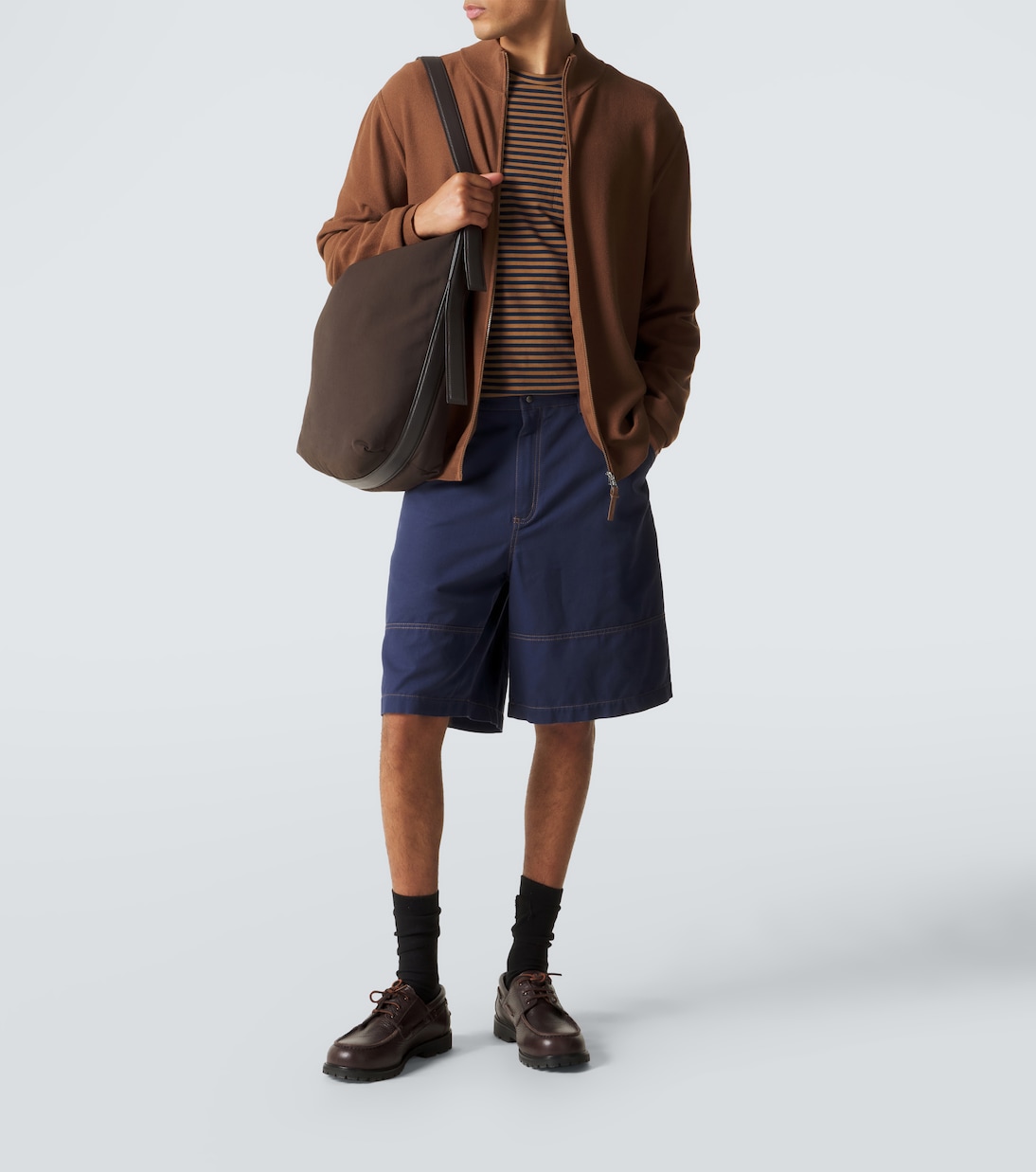 Cotton and linen gabardine shorts | Moncler