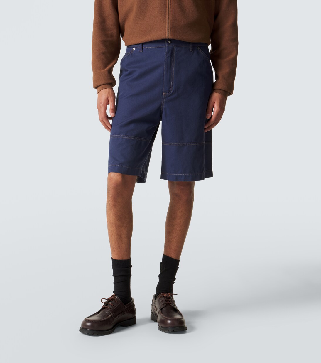 Cotton and linen gabardine shorts | Moncler