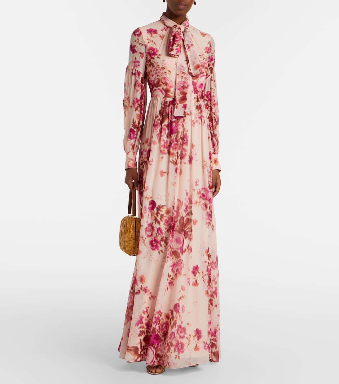Floral neck-tie silk voile gown | Erdem