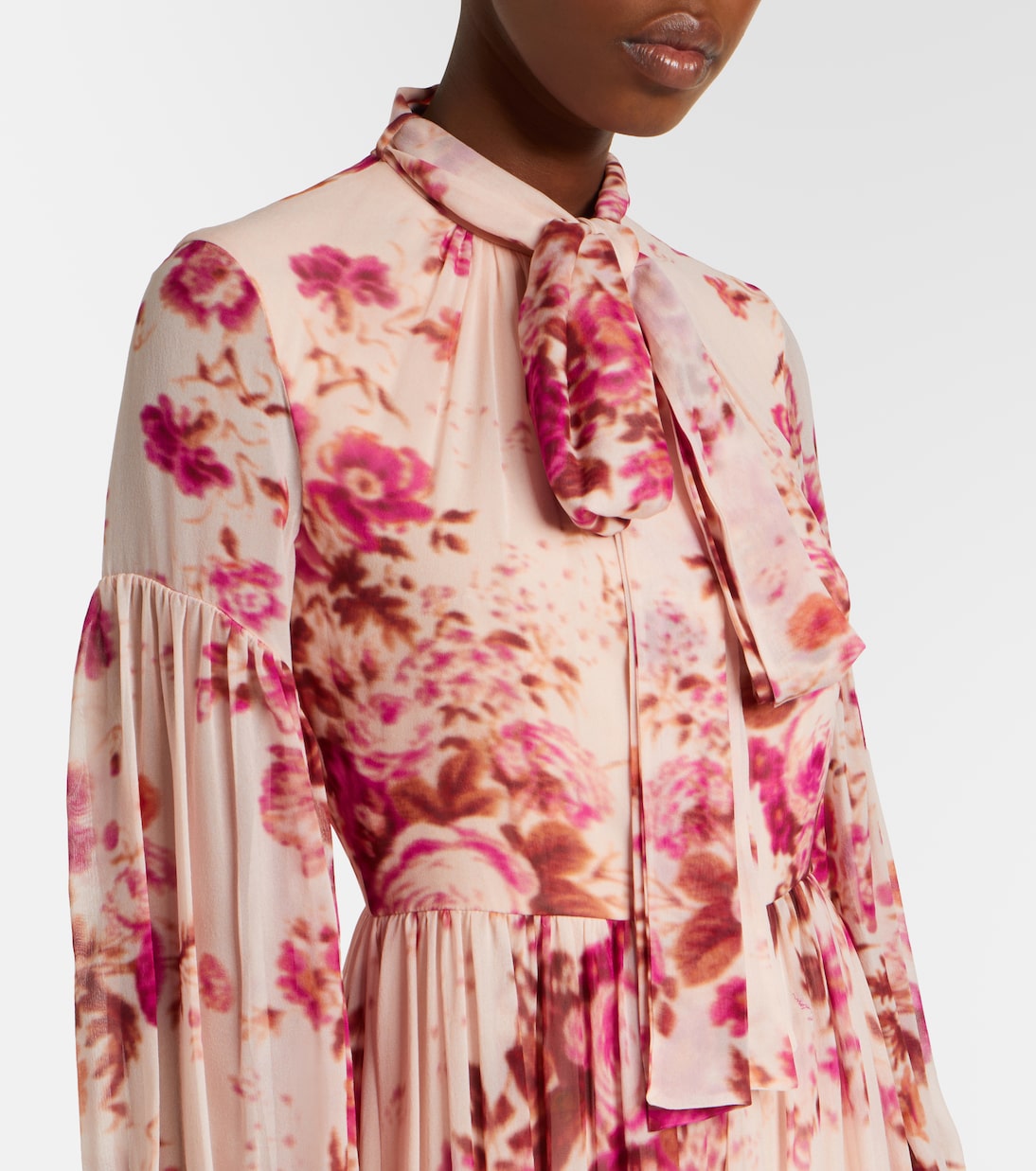 Floral neck-tie silk voile gown | Erdem