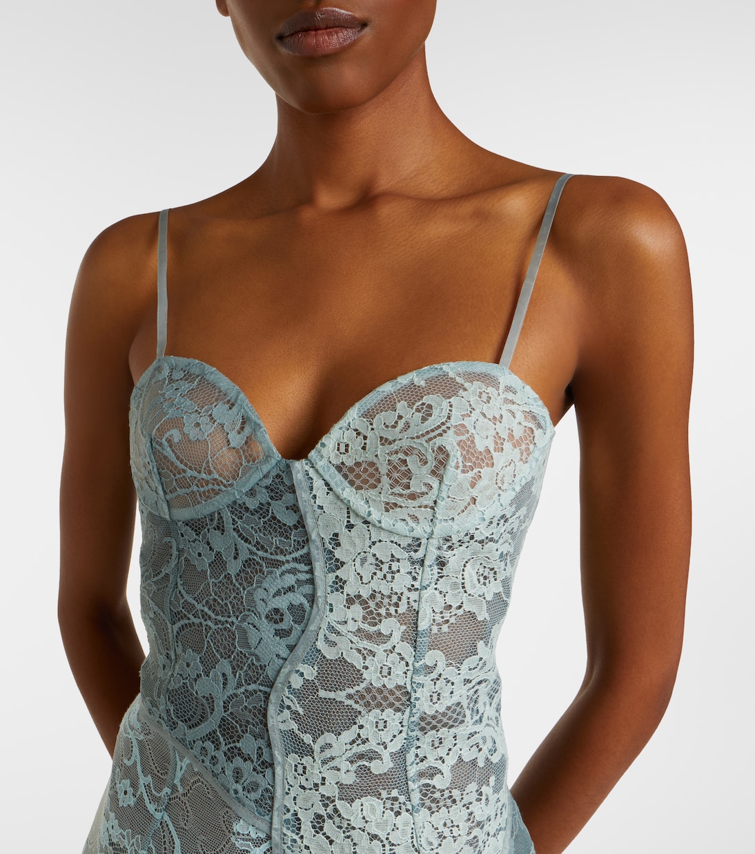Paneled cotton-blend lace midi dress | Acne Studios