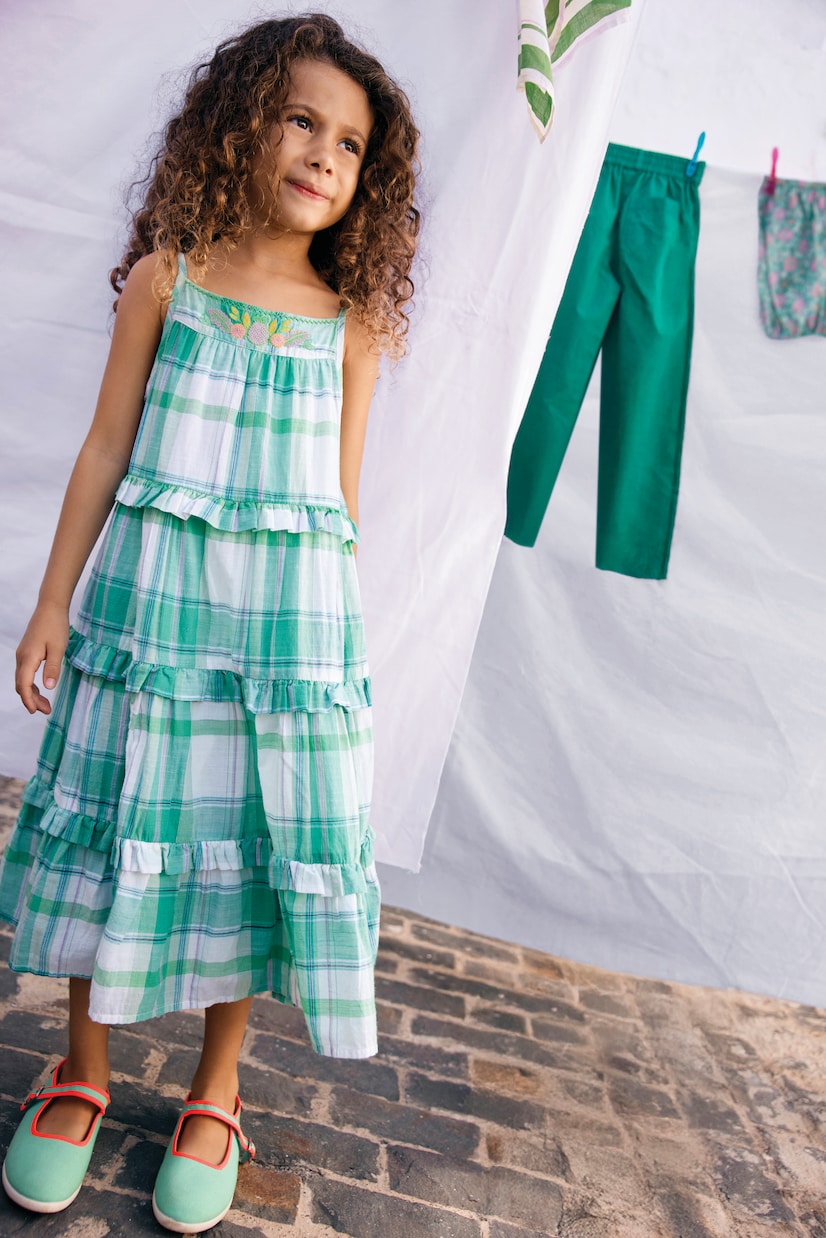 Nymphea checked tiered cotton dress | Bonton