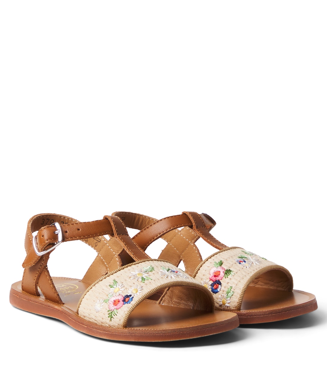 Bestickte Sandalen Plagette aus Leder | Pom d'Api