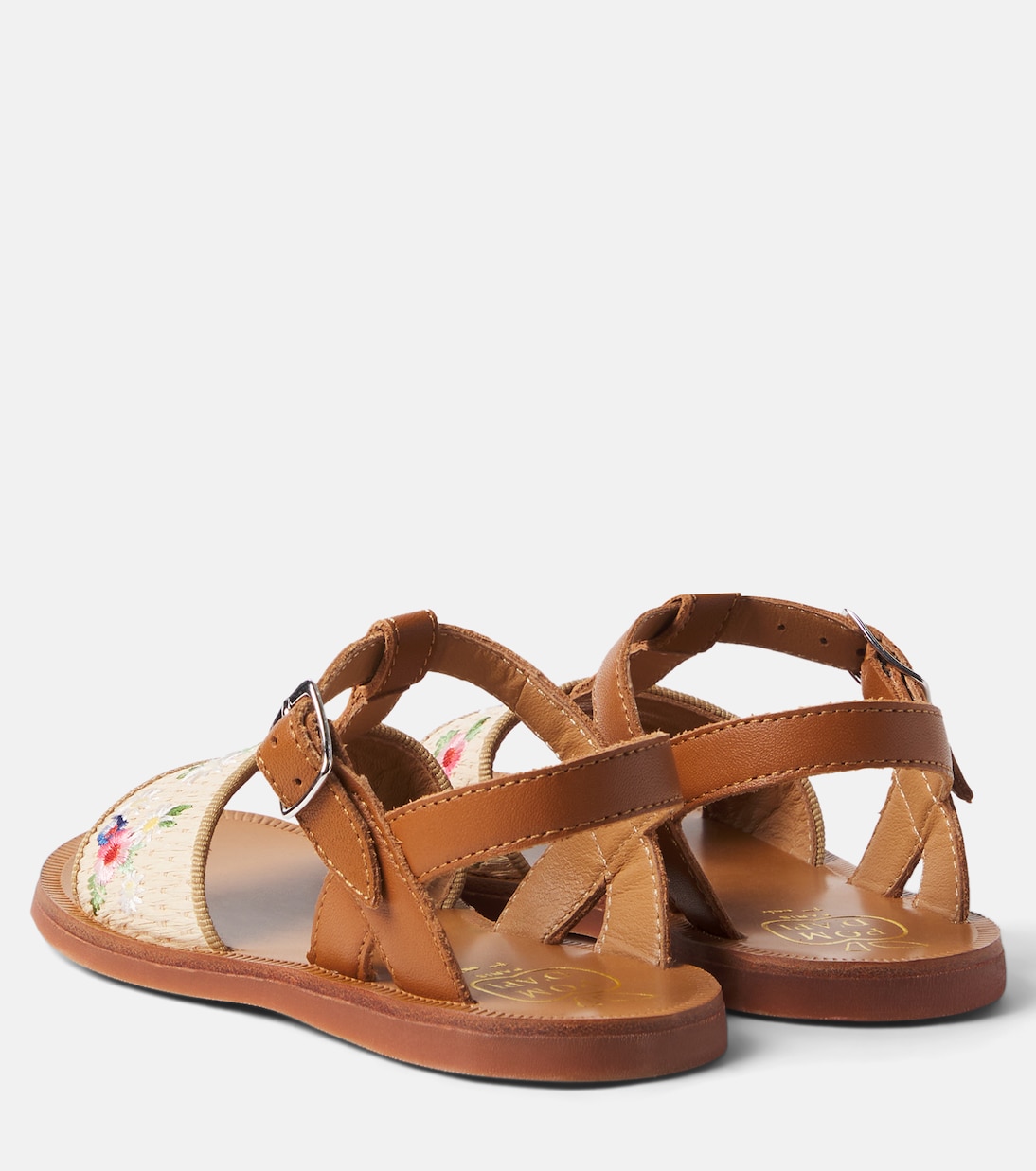 Bestickte Sandalen Plagette aus Leder | Pom d'Api