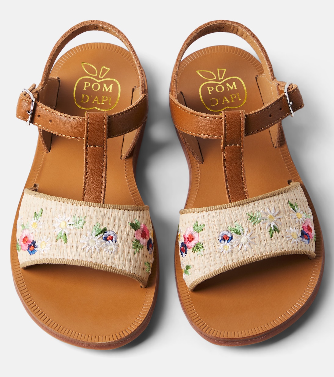 Bestickte Sandalen Plagette aus Leder | Pom d'Api