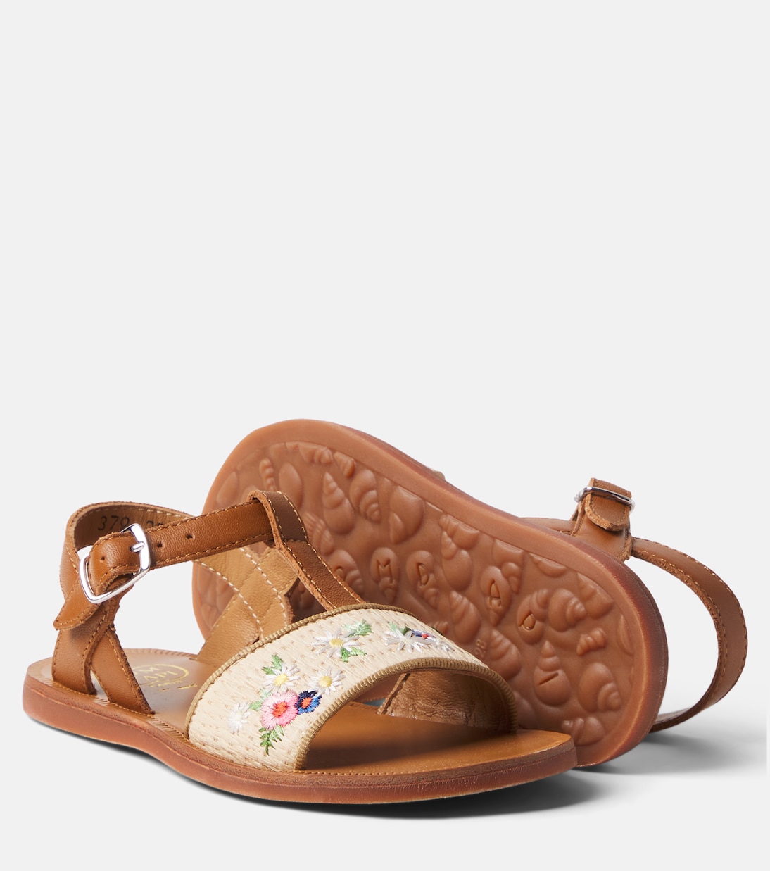 Bestickte Sandalen Plagette aus Leder | Pom d'Api