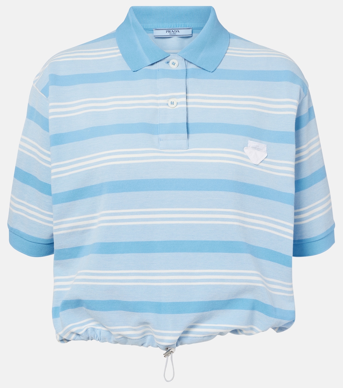 Striped cropped cotton piqué polo shirt | Prada