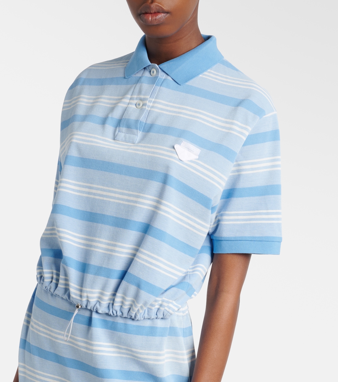 Striped cropped cotton piqué polo shirt | Prada