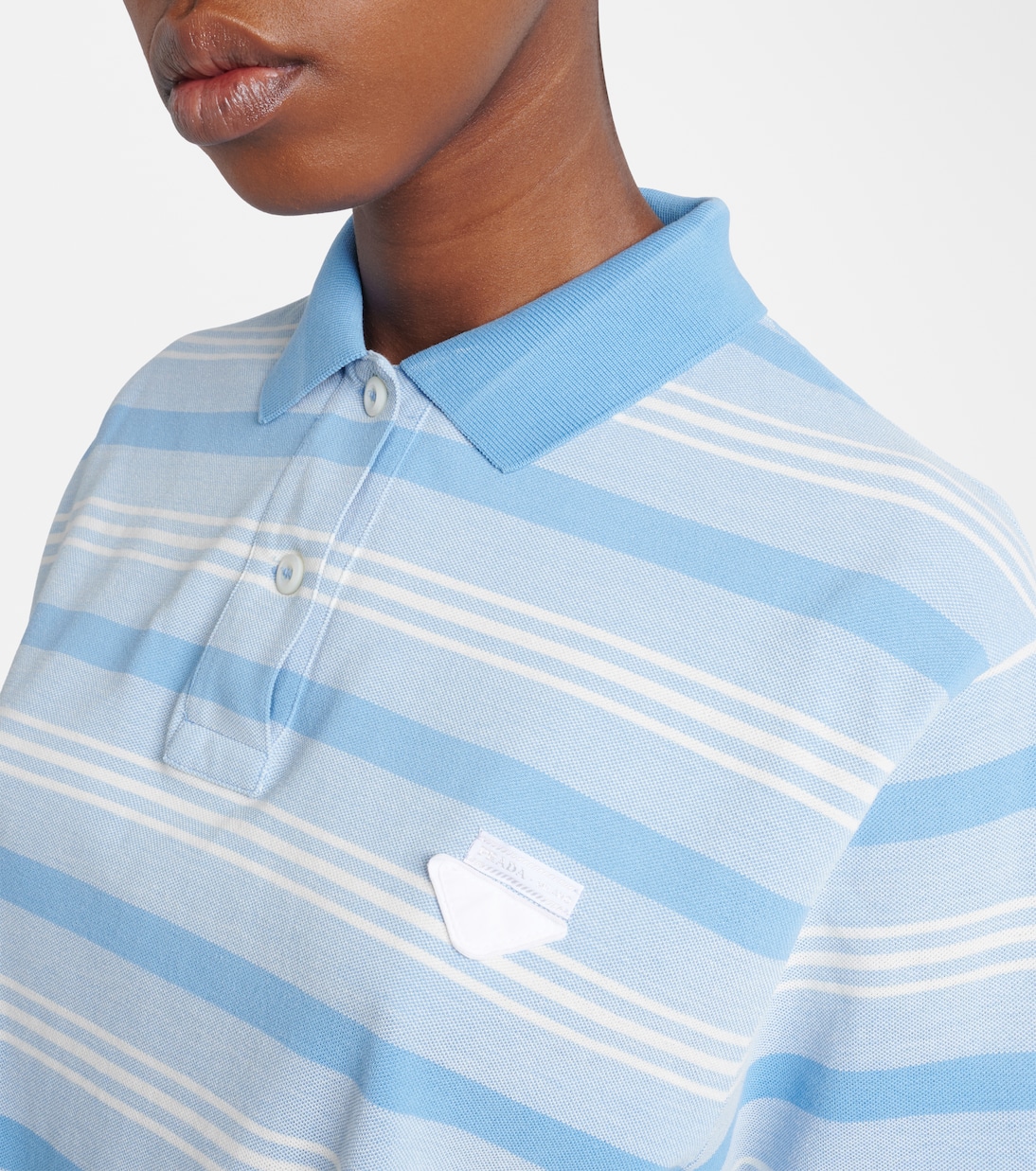Striped cropped cotton piqué polo shirt | Prada