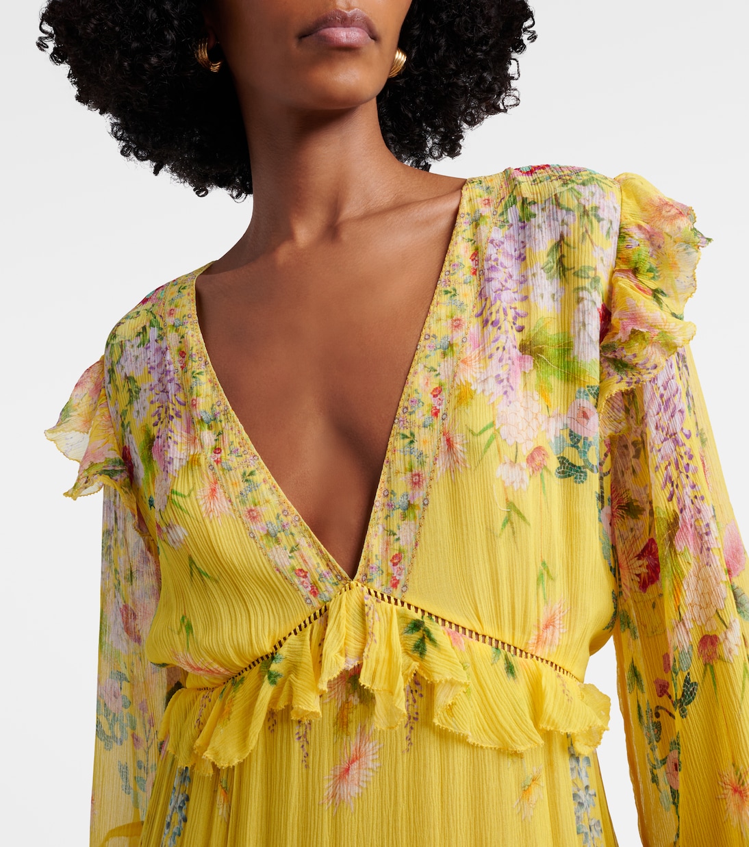 Printed ruffled silk chiffon midi dress | Camilla