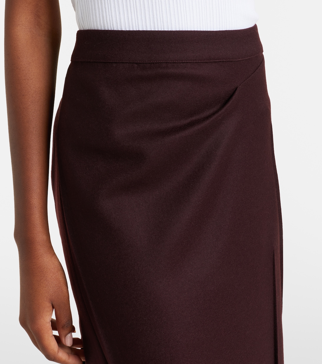 Falda midi de lana virgen drapeada | Victoria Beckham